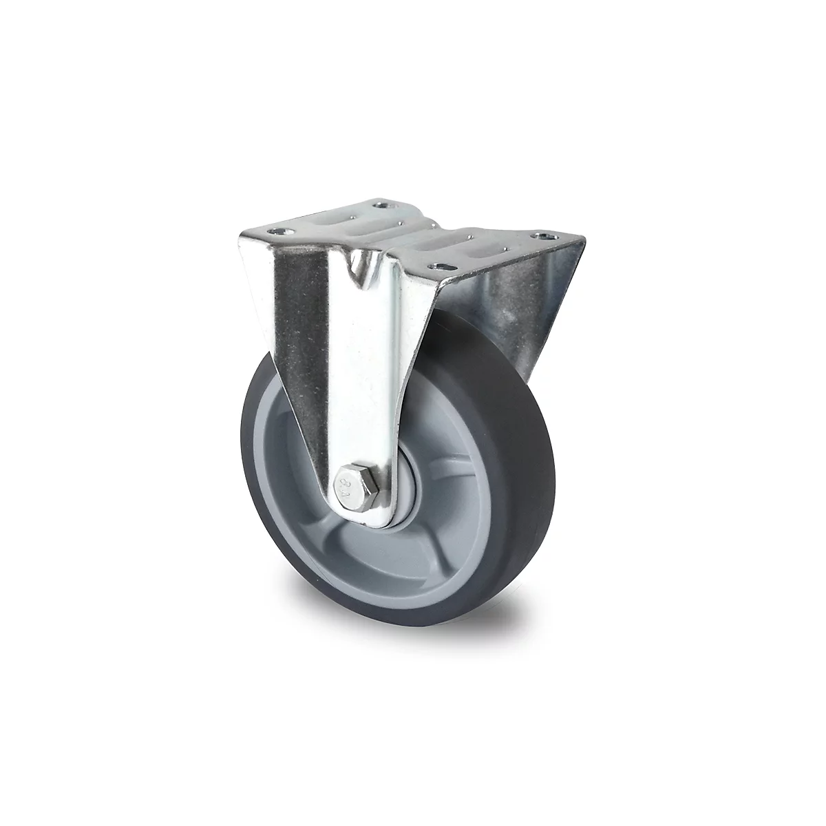 CASCOO Bokwiel P2G2, met wiel ø 125 mm x B 35 mm, velg van polypropyleen, loopvlak van elastomeer, grijs, kogelgelagerd, tot 165 kg