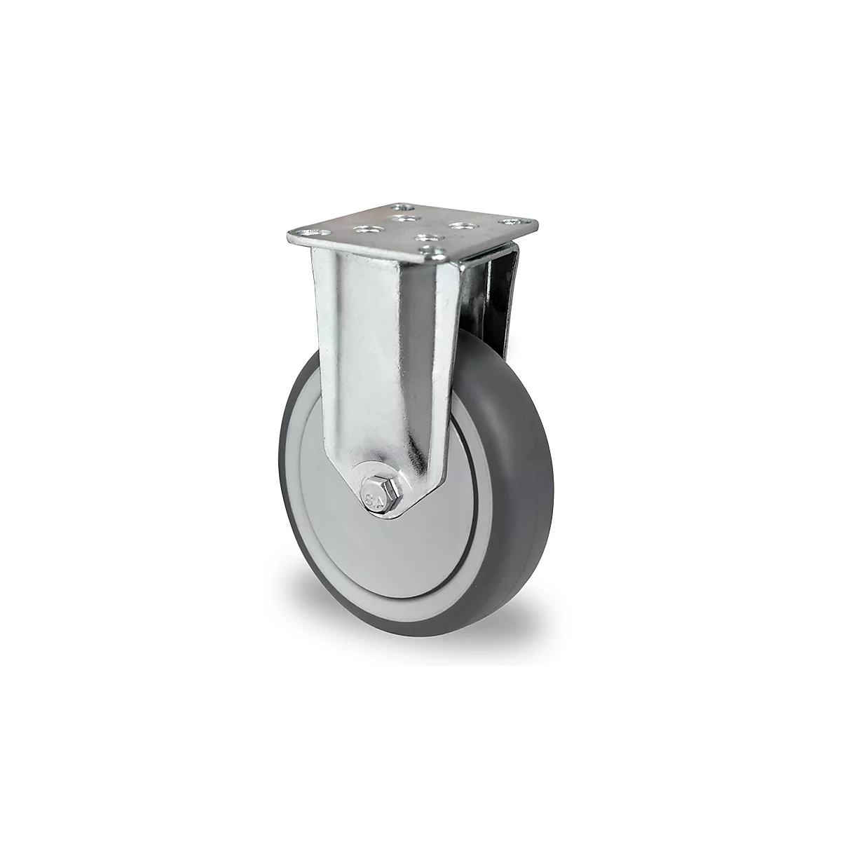 CASCOO Bokwiel P2T2, met wiel ø 125 mm x B 32 mm, velg van polypropyleen, loopvlak van elastomeer, grijs, met kogellager, tot 100 kg