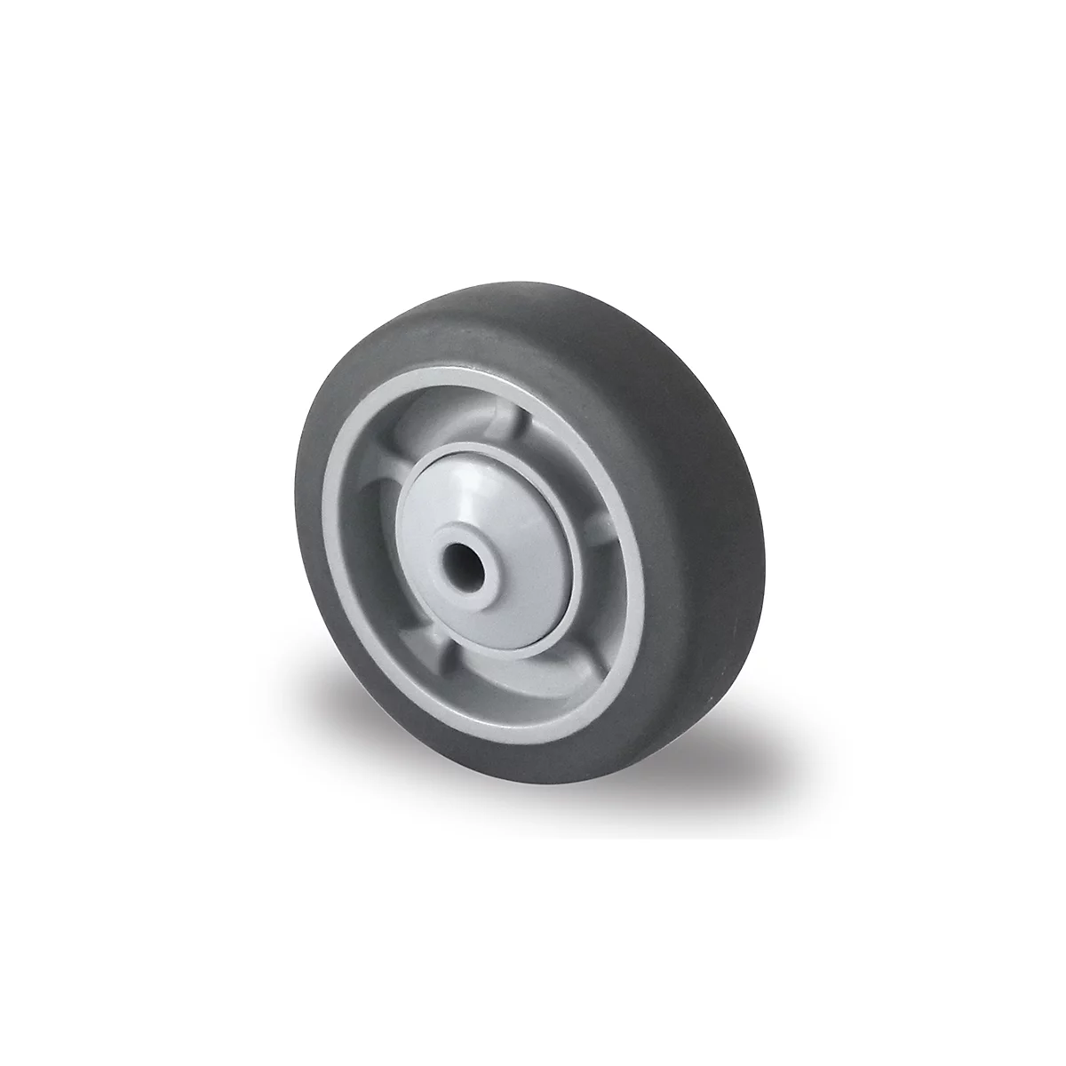CASCOO inbouwwiel P2G2, met wiel ø 100 mm x B 32 mm, velg van polypropyleen, loopvlak van elastomeer, grijs, kogellager, tot 135 kg