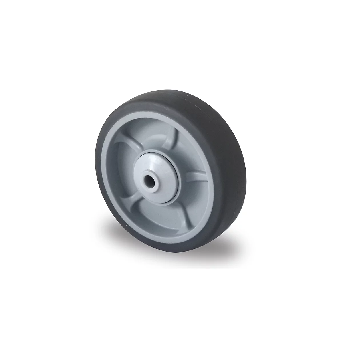 CASCOO inbouwwiel P2G2, met wiel ø 125 mm x B 35 mm, velg van polypropyleen, loopvlak van elastomeer, grijs, kogellager, tot 165 kg
