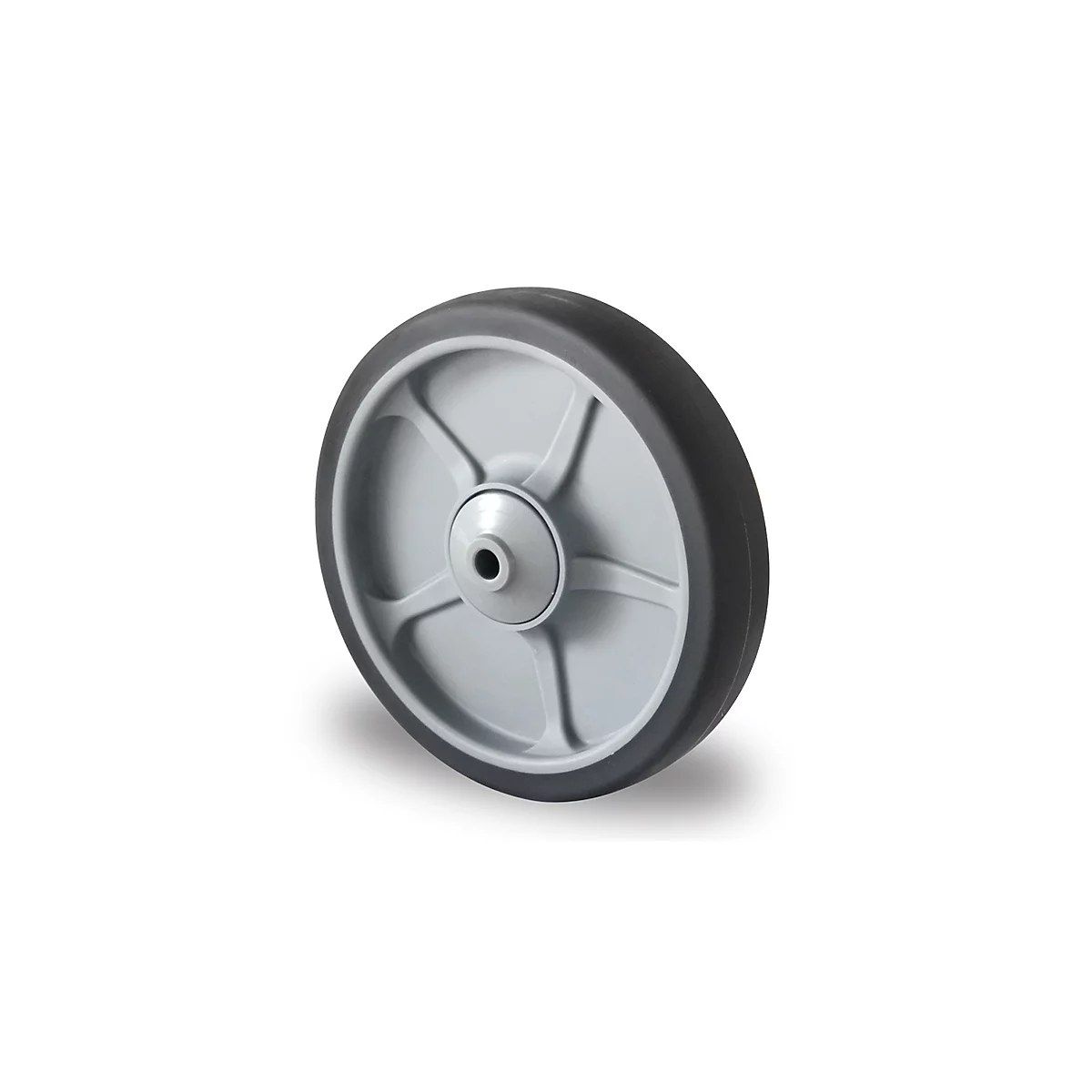 CASCOO inbouwwiel P2G2, met wiel ø 200 mm x B 40 mm, velg van polypropyleen, loopvlak van elastomeer, grijs, kogellager, tot 250 kg