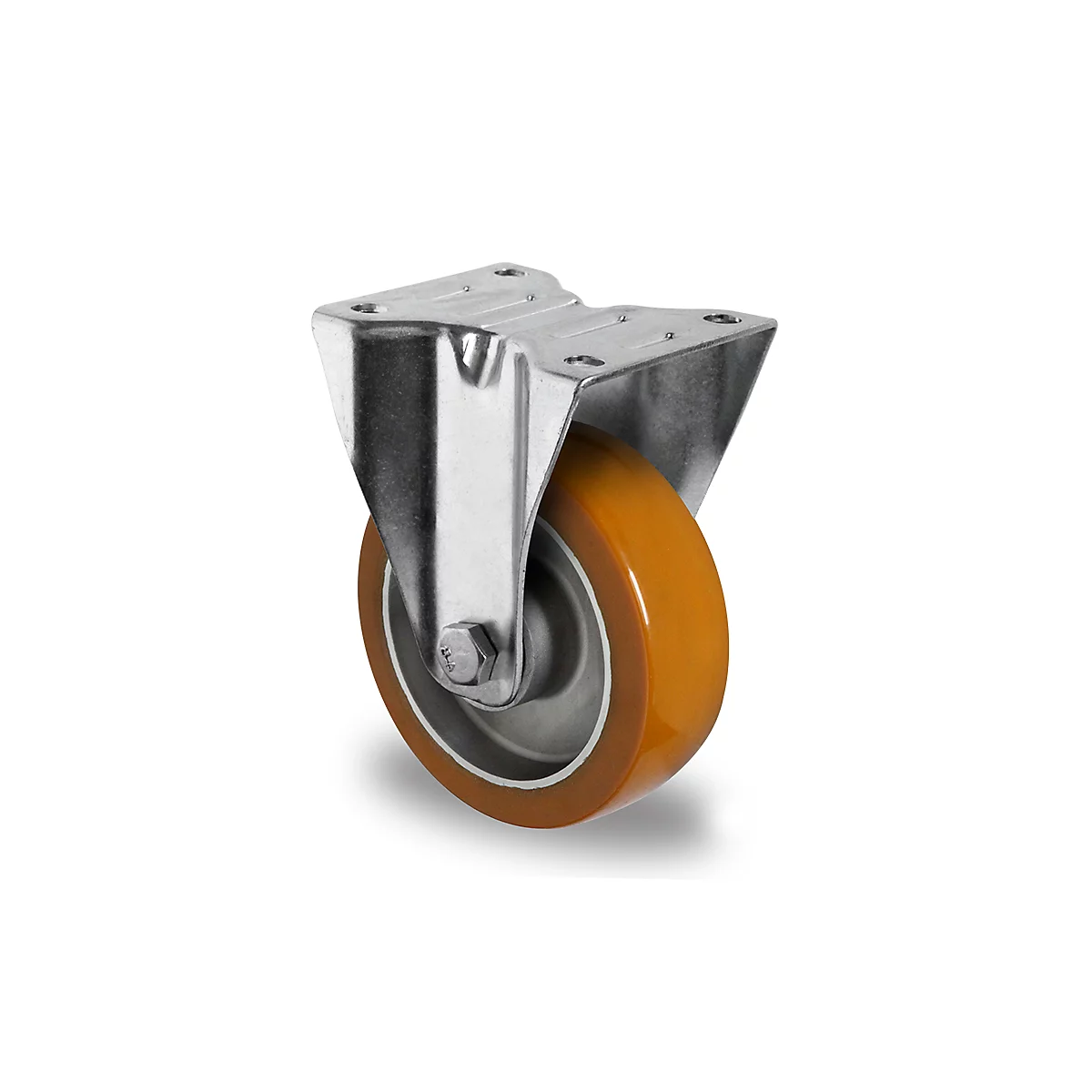 CASCOO Roulette fixe AAU5, avec roue ø 100 mm x L 40 mm, jante en aluminium, bande de roulement en polyuréthane, marron, double roulement à billes, jusqu'à 250 kg