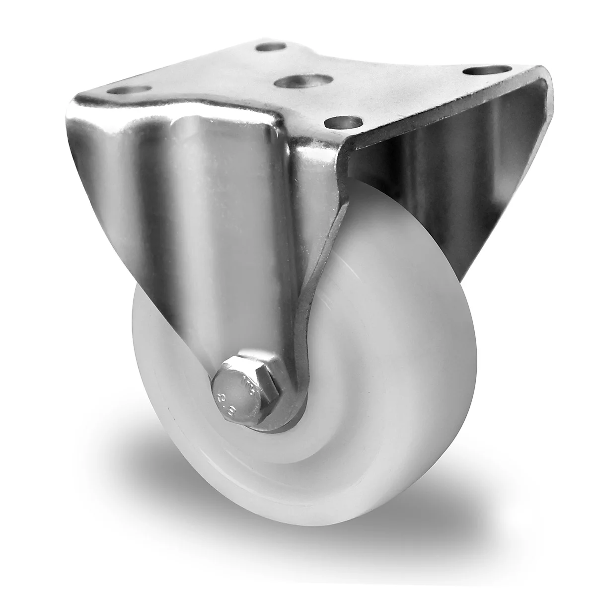 CASCOO Roulette fixe V0Z0, avec roue ø 80 mm x L 37 mm, jante en polyamide, bande de roulement en polyamide, naturel/blanc, roulement à billes double, jusqu'à 300 kg