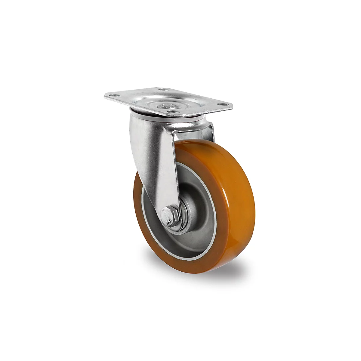 CASCOO wiel AAU5, met wiel ø 100 mm x B 40 mm, aluminium velg, polyurethaan loopvlak, bruin, dubbele kogellager, tot 250 kg