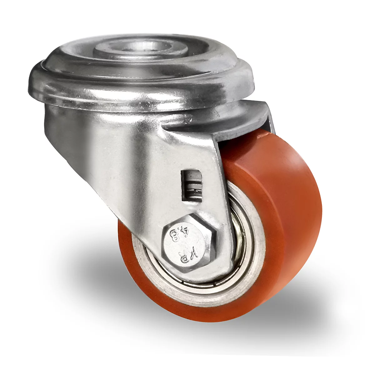 CASCOO zwenkwiel met boutgat SWU5, met wiel ø 35 mm x B 27 mm, stalen velg, polyurethaan loopvlak, bruin, dubbele kogellager, tot 100 kg