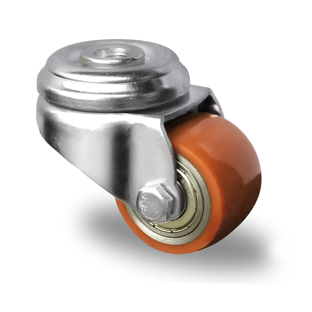 CASCOO zwenkwiel met boutgat SWU5, met wiel ø 50 mm x B 33 mm, stalen velg, polyurethaan loopvlak, bruin, dubbele kogellager, tot 150 kg