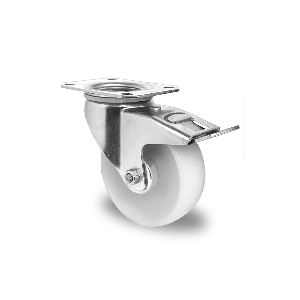 CASCOO zwenkwiel N0N0, met rem, wiel ø 100 mm x B 36 mm, polyamide velg, polyamide loopvlak, naturel/wit, rollager, tot 150 kg