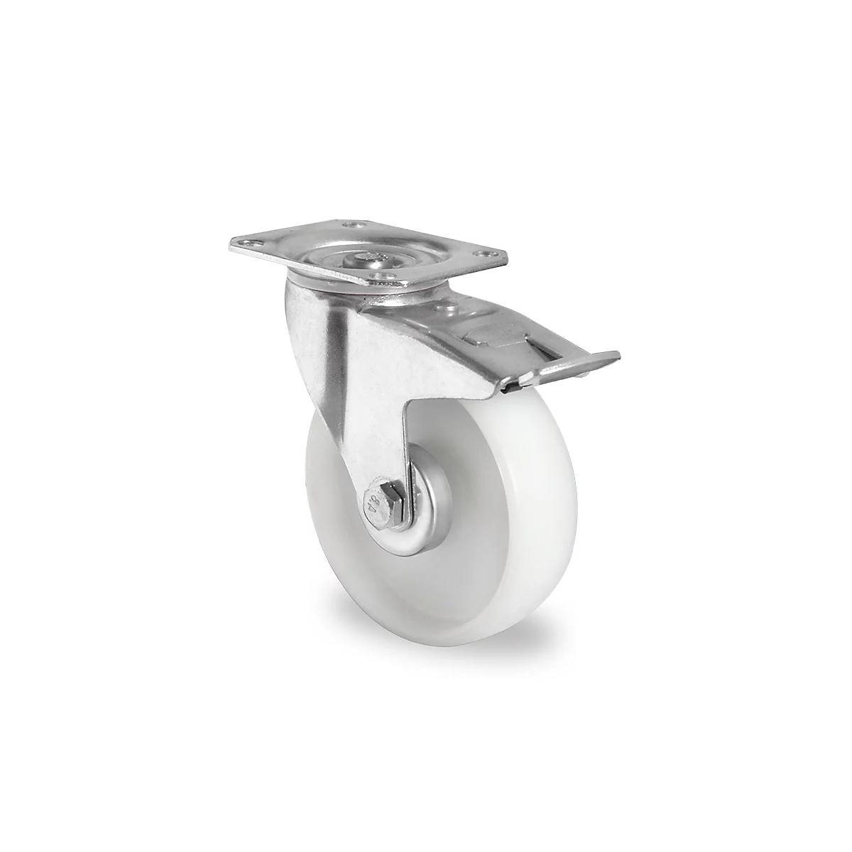 CASCOO zwenkwiel N0N0, met rem, wiel ø 200 mm x B 50 mm, polyamide velg, polyamide loopvlak, naturel/wit, rollager, tot 300 kg