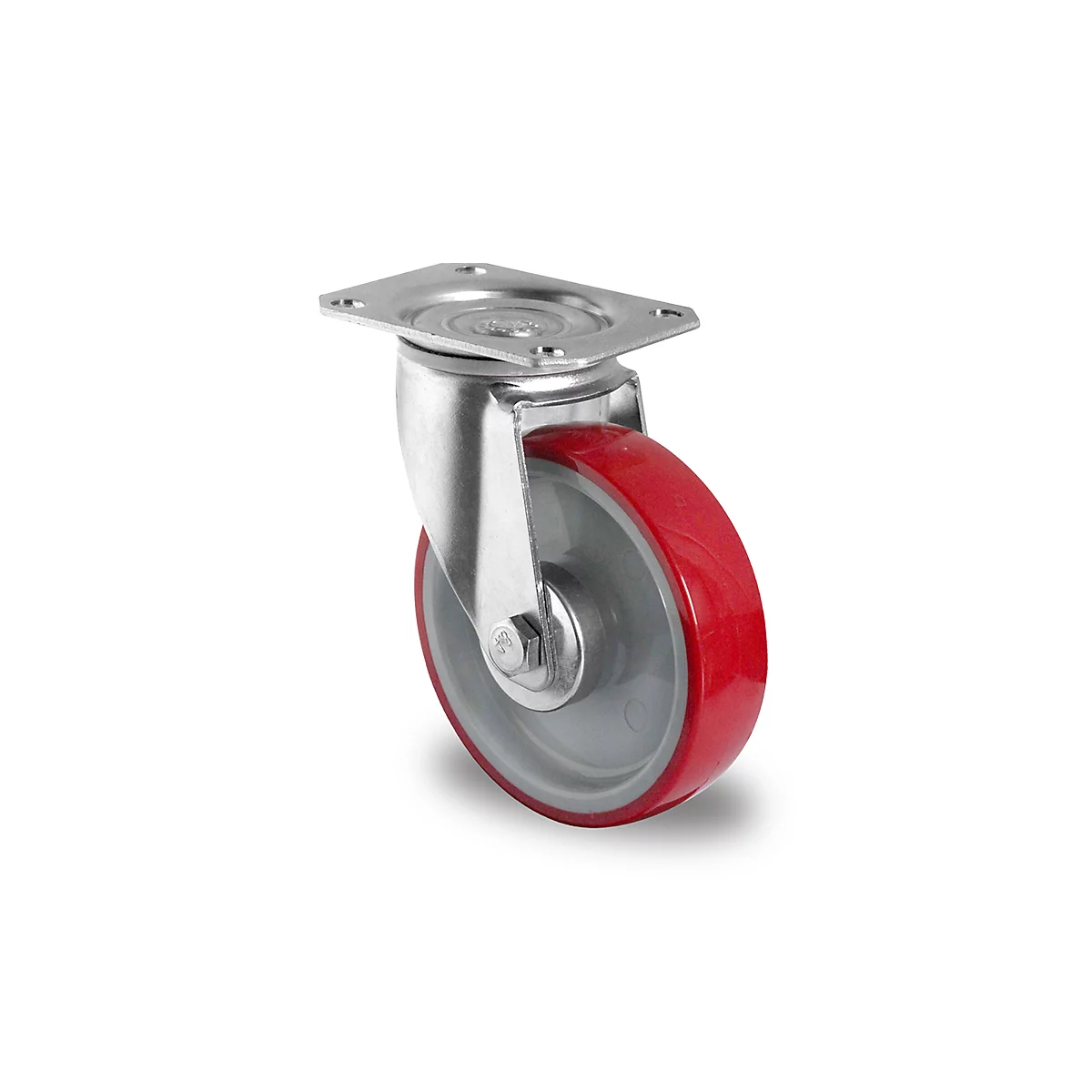 CASCOO zwenkwiel N2U6, met wiel ø 200 mm x B 48 mm, polyamide velg, polyurethaan loopvlak, rood, rollager, tot 350 kg