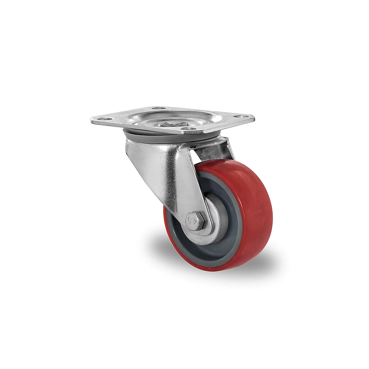 CASCOO zwenkwiel N2U6, met wiel ø 80 mm x B 32 mm, polyamide velg, polyurethaan loopvlak, rood, rollager, tot 130 kg