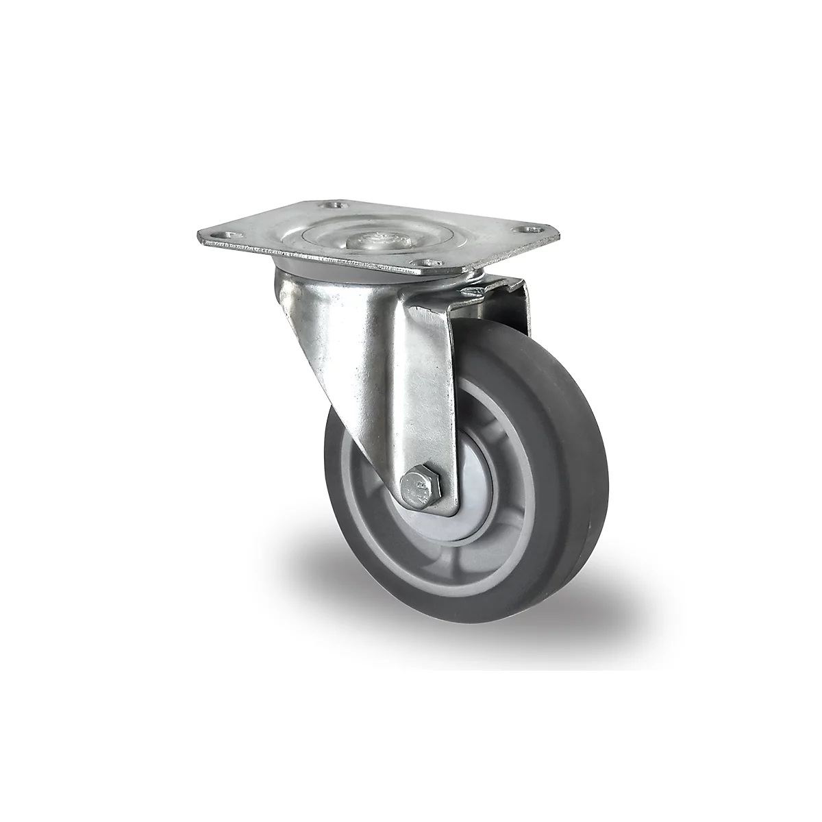 CASCOO zwenkwiel P2G2, met wiel ø 100 mm x B 32 mm, velg van polypropyleen, loopvlak van elastomeer, grijs, kogelgelagerd, tot 130 kg