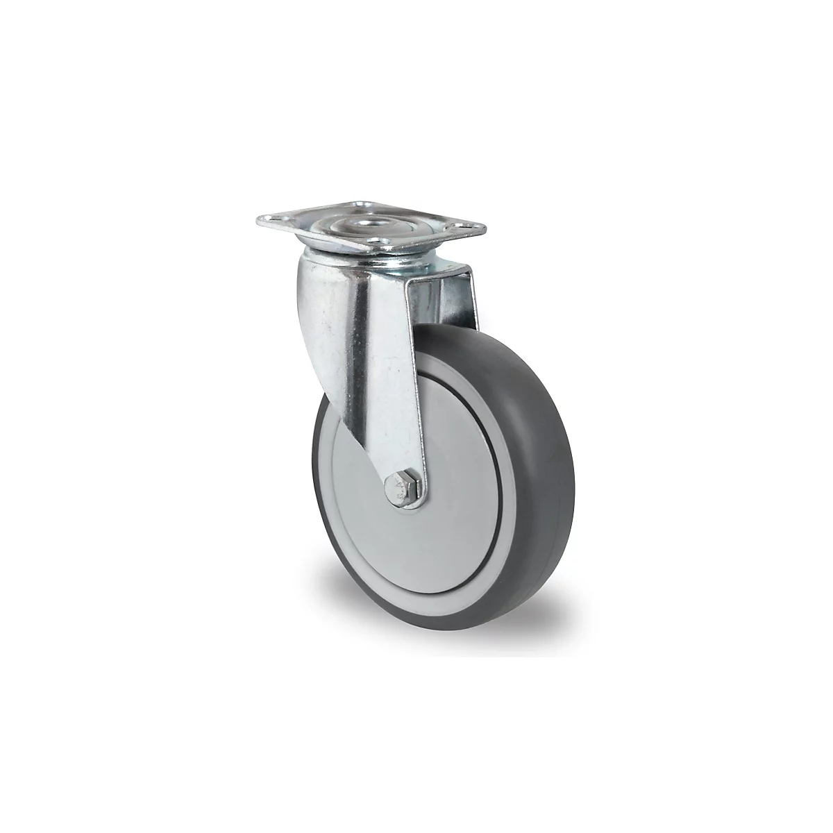 CASCOO zwenkwiel P2T2, met wiel ø 100 mm x B 32 mm, velg van polypropyleen, loopvlak van elastomeer, grijs, kogelgelagerd, tot 100 kg