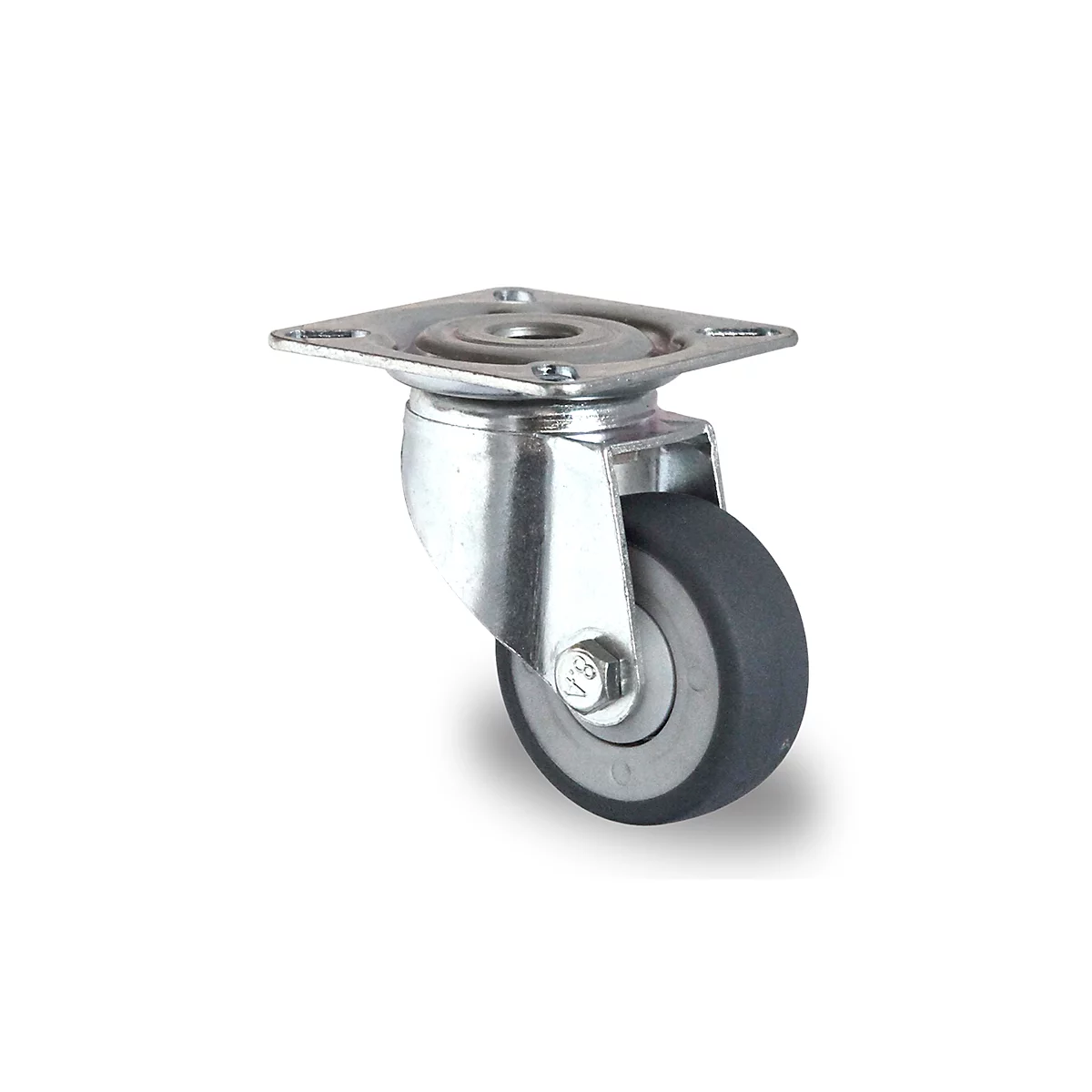 CASCOO zwenkwiel P2T2, met wiel ø 50 mm x B 19 mm, velg van polypropyleen, loopvlak van elastomeer, grijs, kogelgelagerd, tot 50 kg