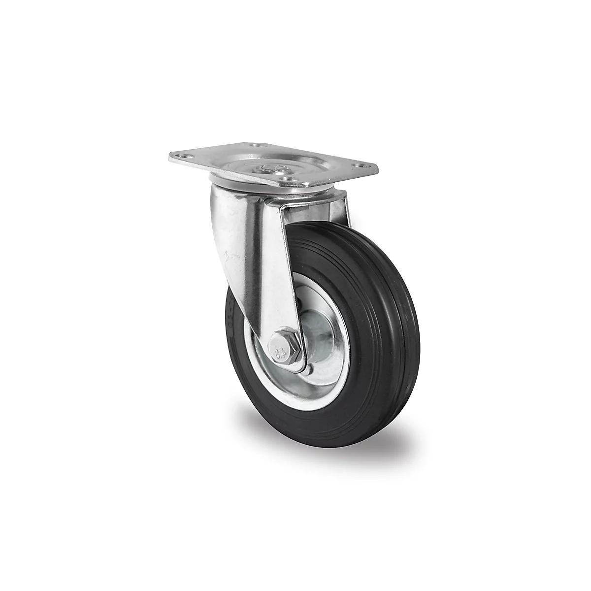 CASCOO zwenkwiel SWS4, met wiel ø 160 mm x B 40 mm, stalen velg, massief rubberen loopvlak, zwart, rollager, tot 135 kg