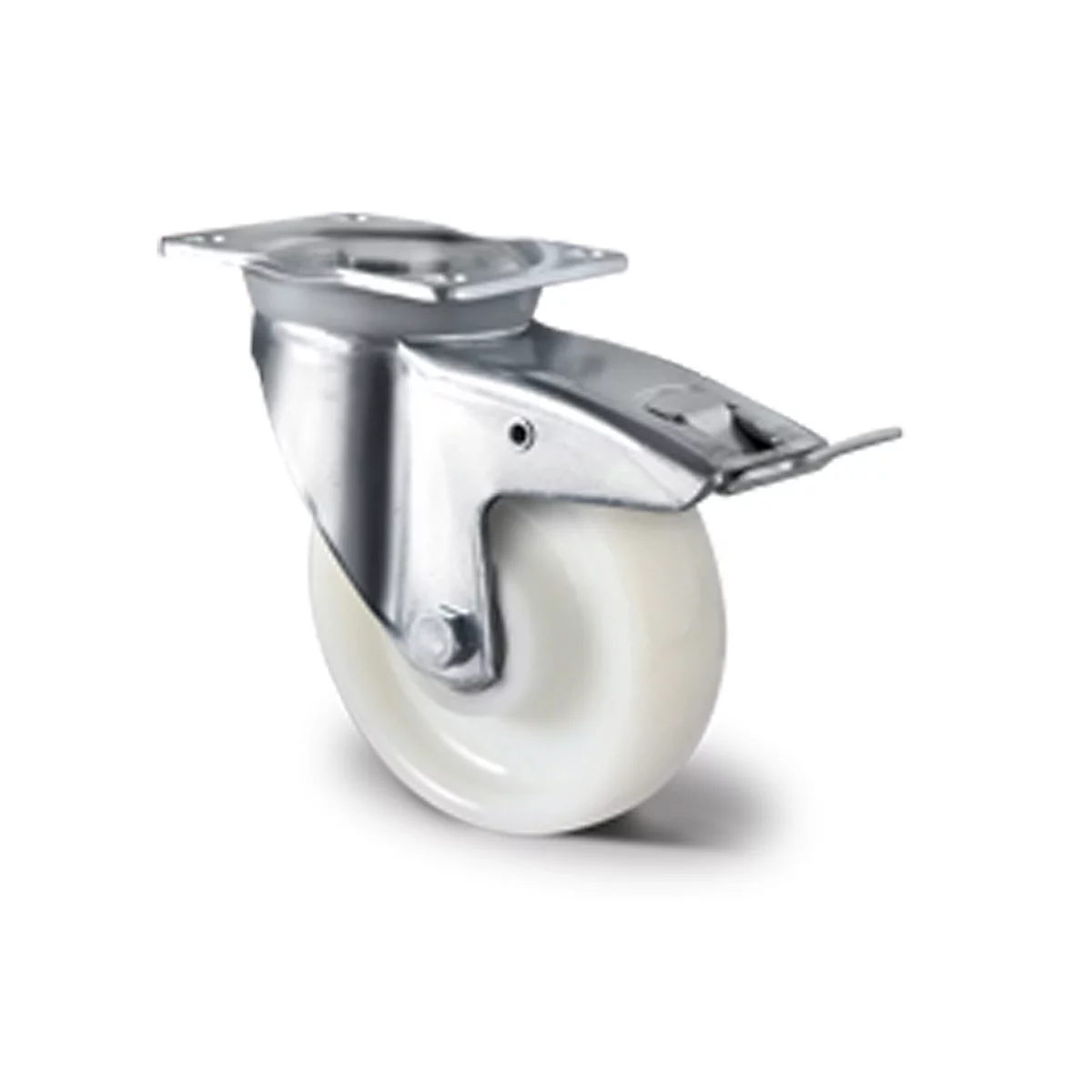 CASCOO zwenkwiel Z0Z0, met rem, wiel ø 160 mm x B 50 mm, polyamide velg, polyamide loopvlak, naturel/wit, dubbele kogellager, tot 1000 kg
