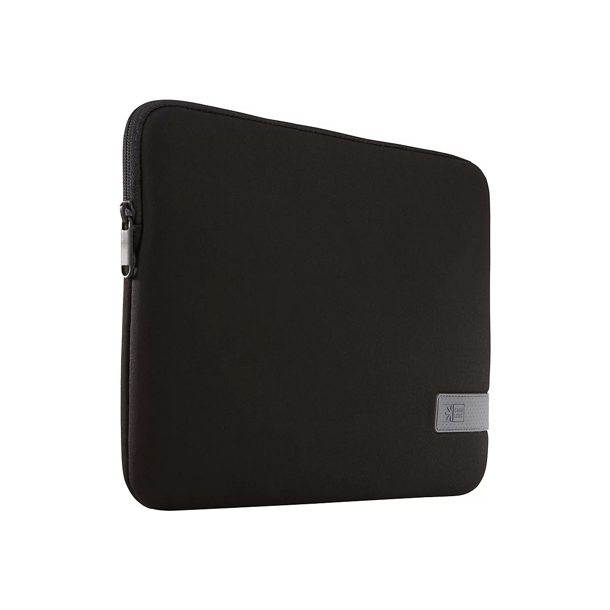Schwarze Laptoptasche mit Reißverschluss und Case Logic Logo.