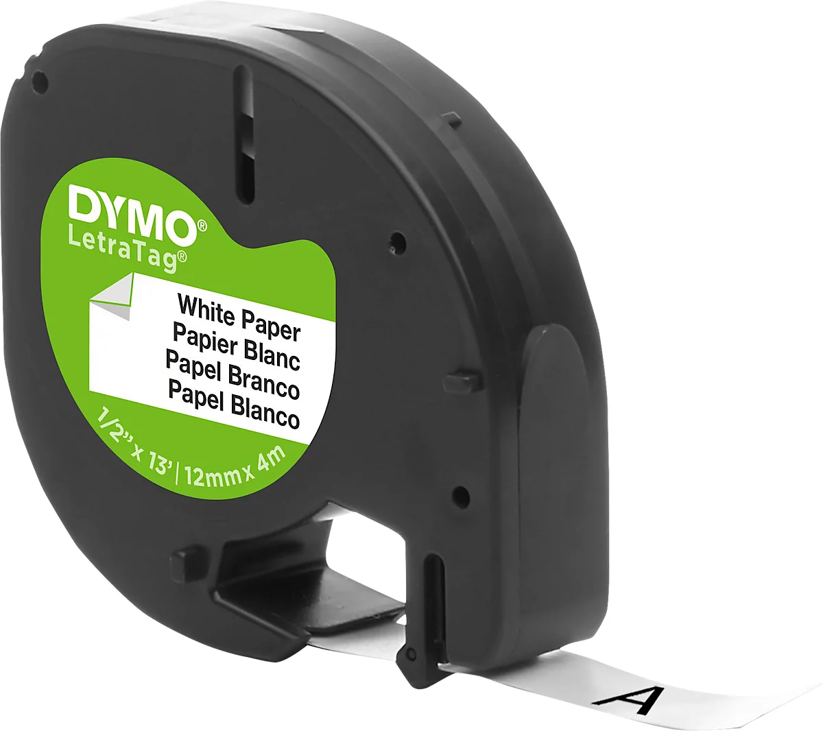 Casete de cinta para DYMO® Letra Tag, papel, 12 mm, blanco