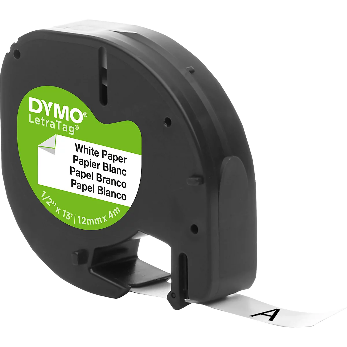 Casete de cinta para DYMO® Letra Tag, papel, 12 mm, blanco