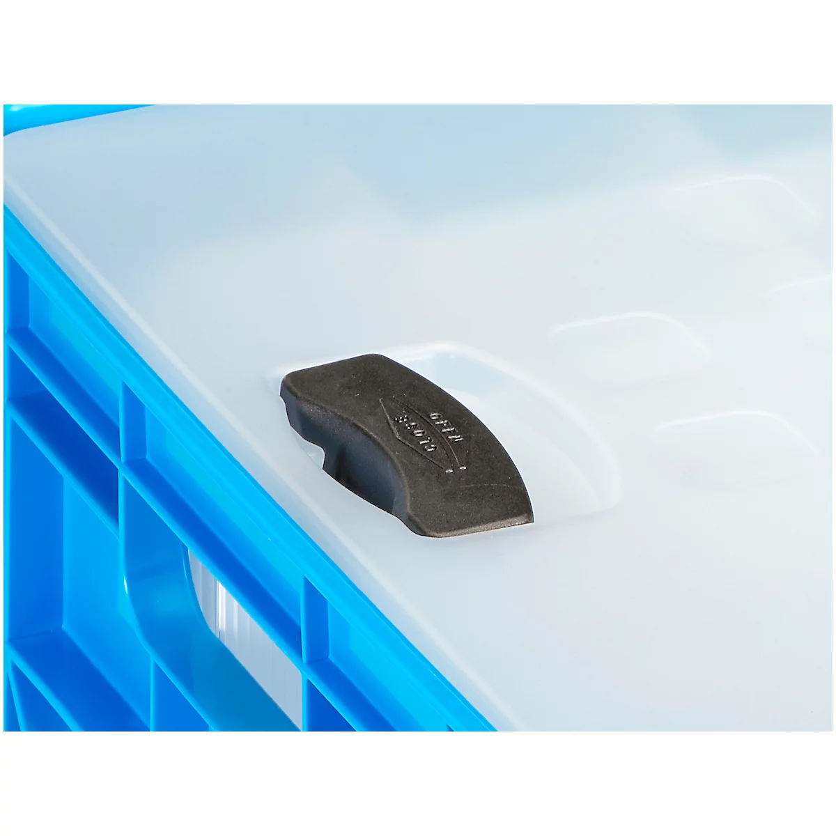 Casier à verres Sunware Square, avec couvercle et insert, bleu, 52 l, pour 30 verres