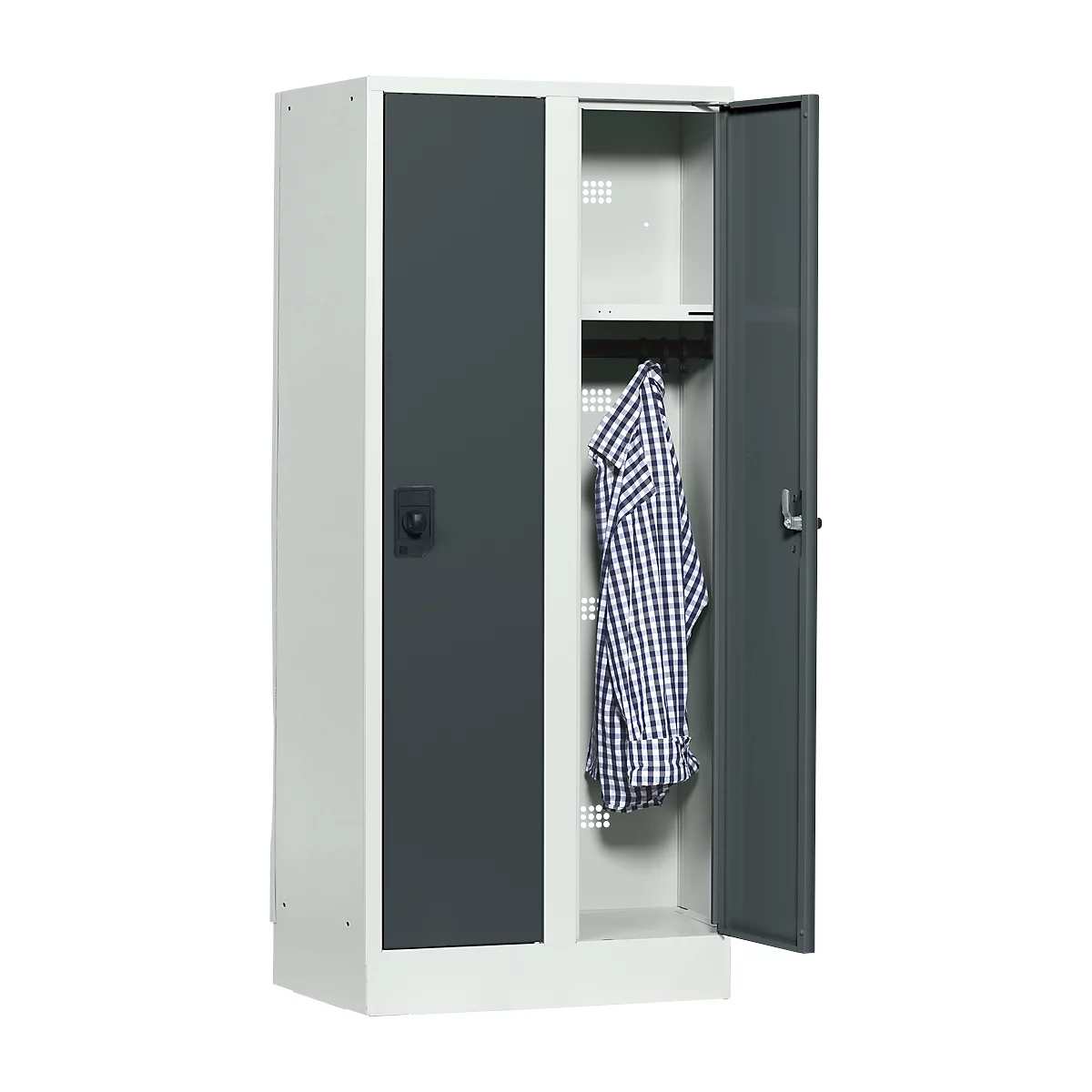 Casier scolaire, largeur de compartiment 300 mm, serrure à cylindre de sécurité, 2 compartiments, gris clair/anthracite