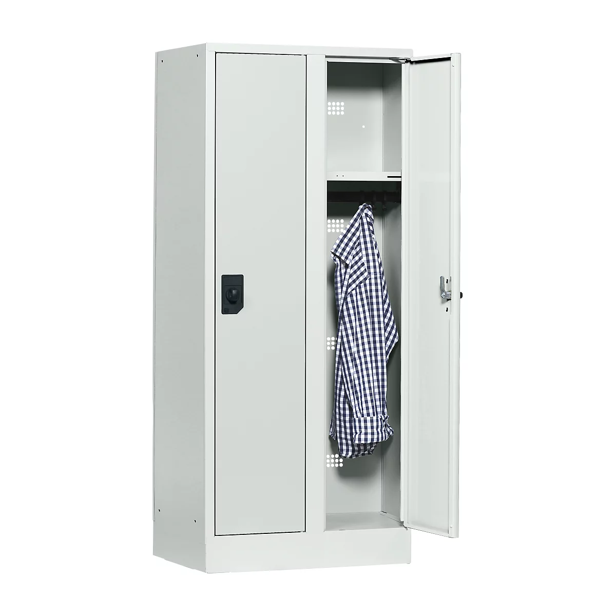 Casier scolaire, largeur de compartiment 300 mm, serrure à cylindre de sécurité, 2 compartiments, gris clair/gris clair