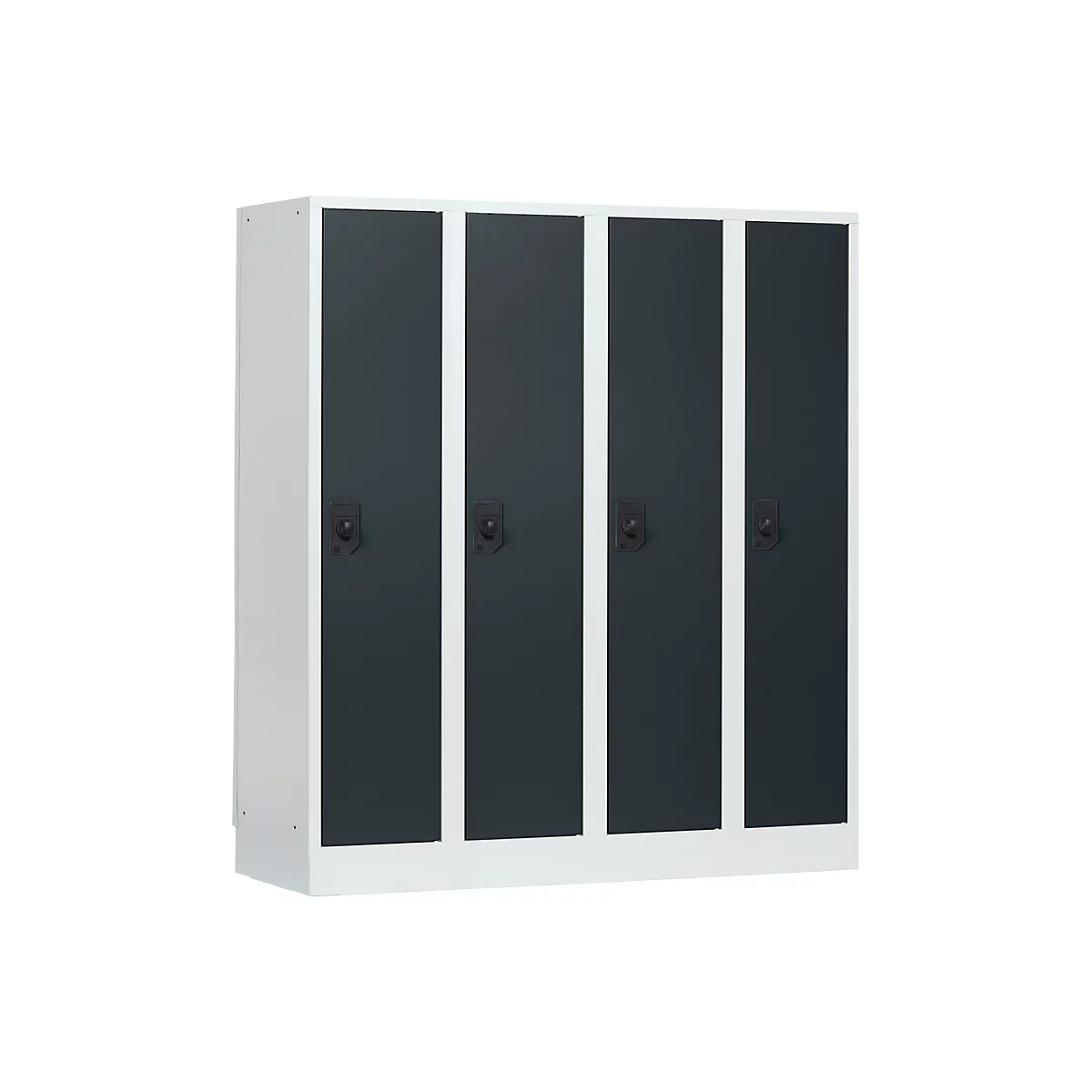 Casier scolaire, largeur de compartiment 300 mm, serrure à cylindre de sécurité, 4 compartiments, gris clair/anthracite