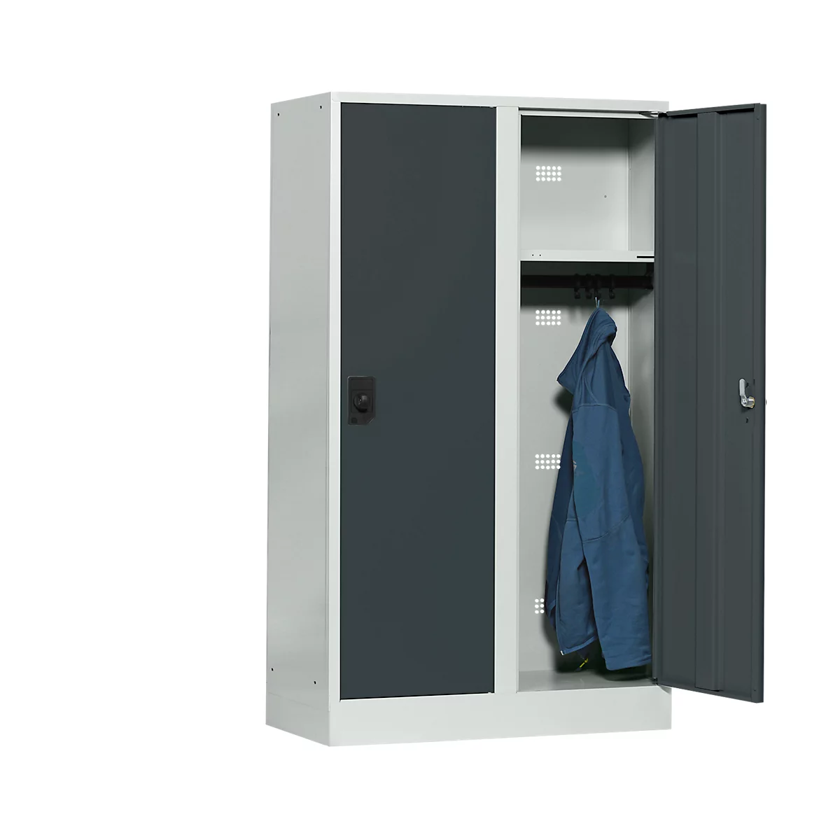 Casier scolaire, largeur de compartiment 400 mm, 2 compartiments, gris clair/anthracite