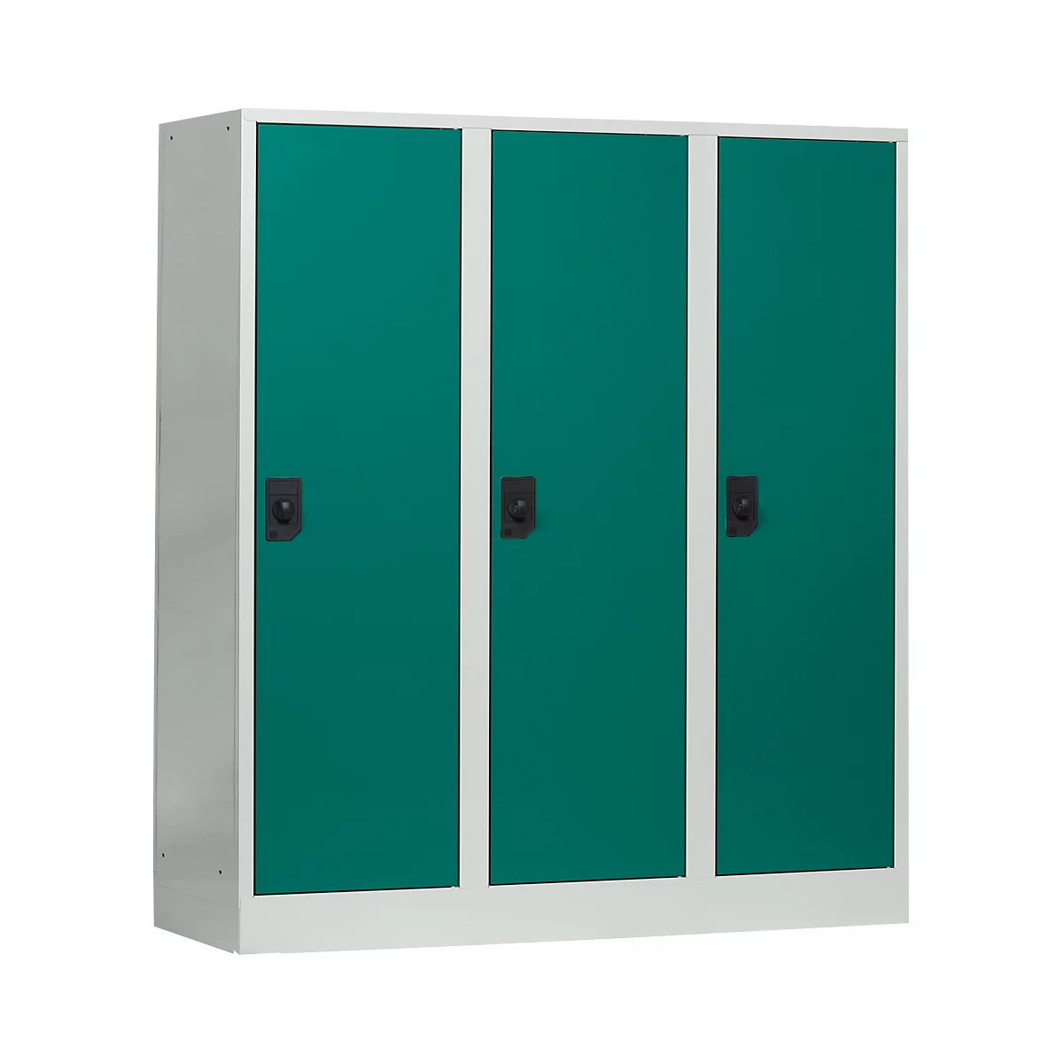 Casier scolaire, largeur de compartiment 400 mm, 3 compartiments, gris clair/vert opale