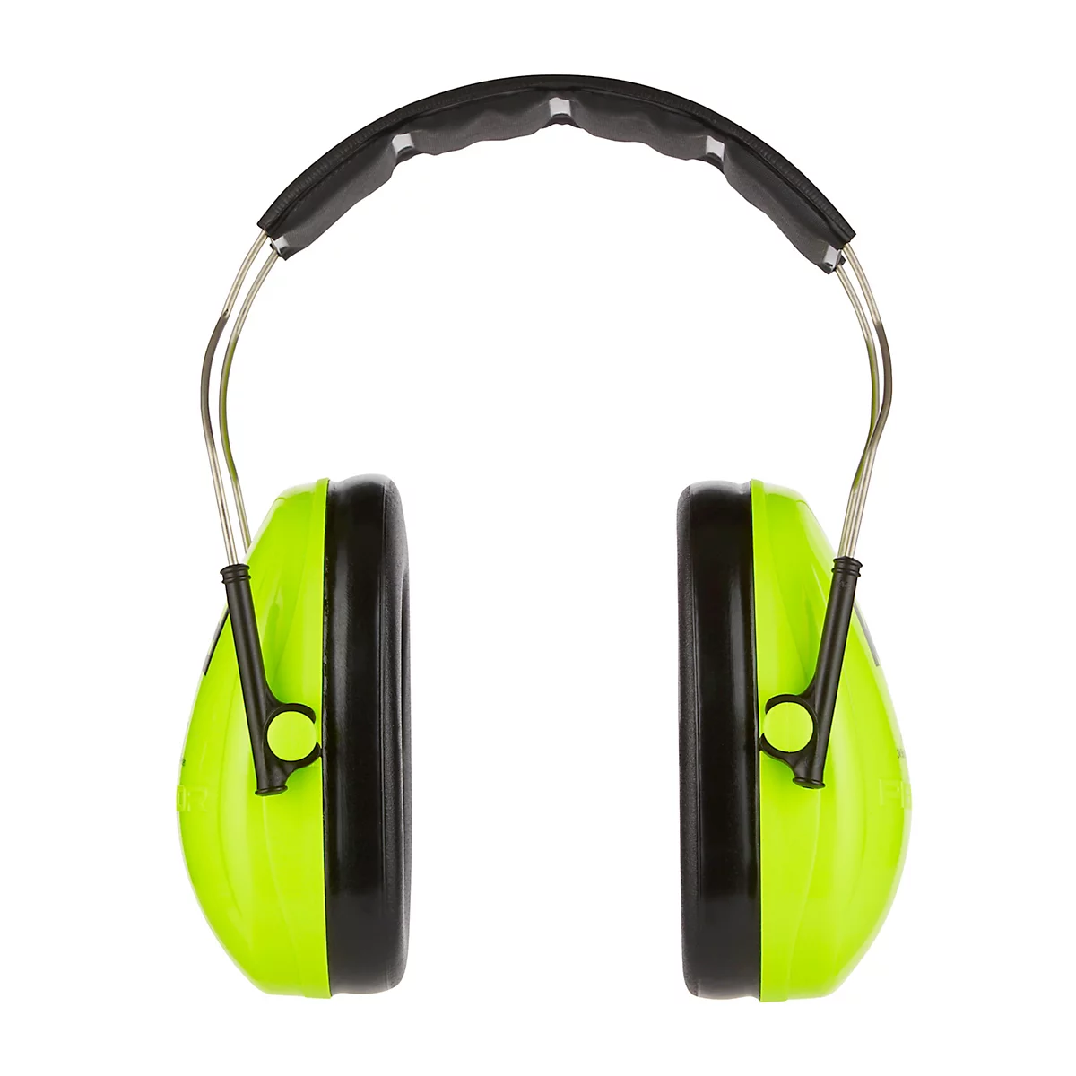 Casque antibruit vert clair pour enfants, sur un emballage de produit. L'emballage montre un enfant portant un casque antibruit.