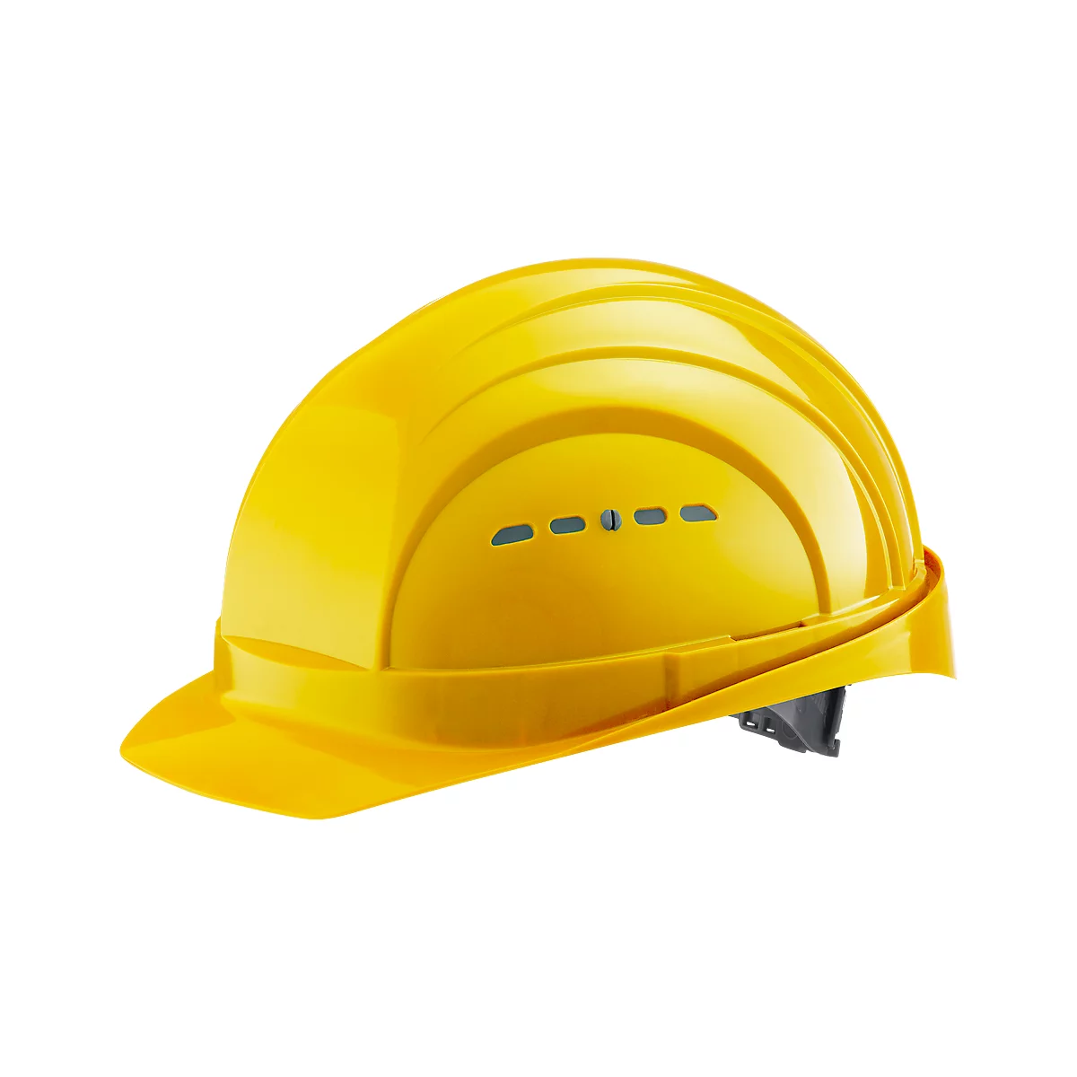 Casque de protection I/79 4-G EuroGuard, polyéthylène haute densité, format EN 397, jaune, avec ceinture 4 points, ventilation