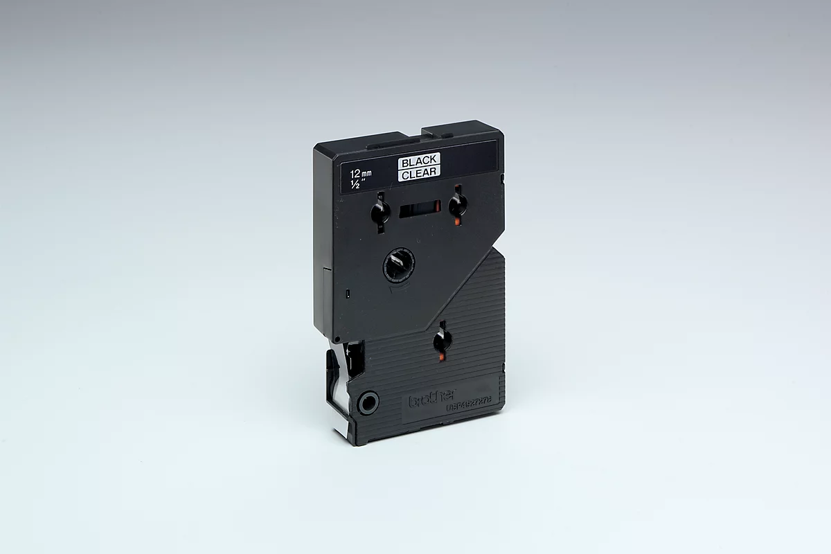 Cassette de ruban pour titreuses TC-101 Brother, 12 mm de largeur, incolore/noir