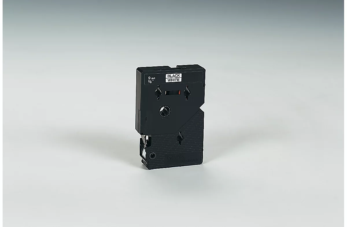 Cassette de ruban pour titreuses TC-291 Brother, 9 mm de largeur, blanc/noir