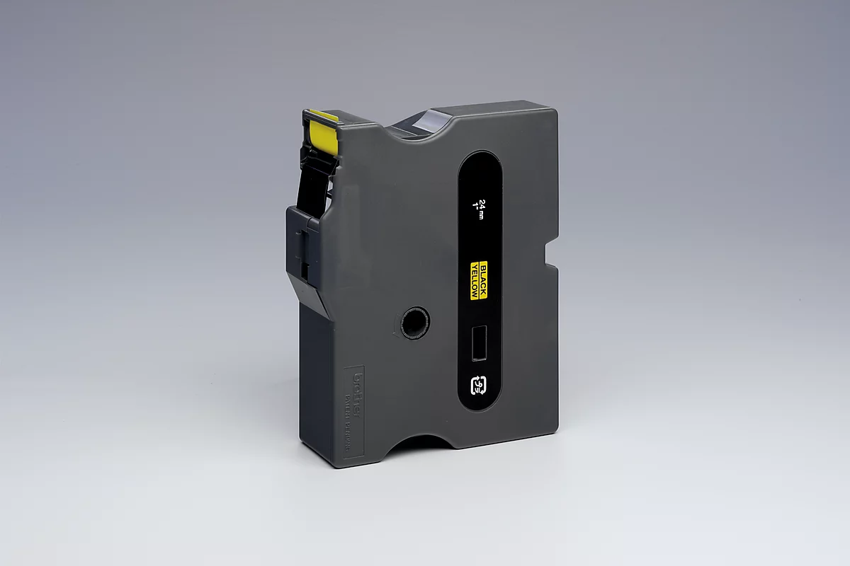 Cassette de ruban pour titreuses TX-651 Brother, 24 mm de large, jaune/noir