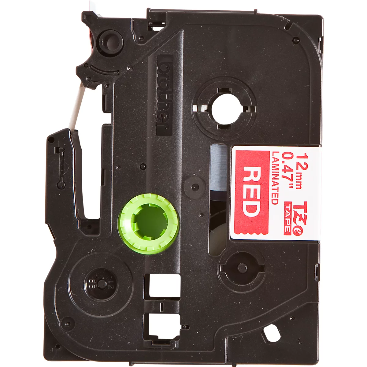 Cassette de ruban pour titreuses TZe-435 Brother, 12 mm de largeur, rouge/blanc