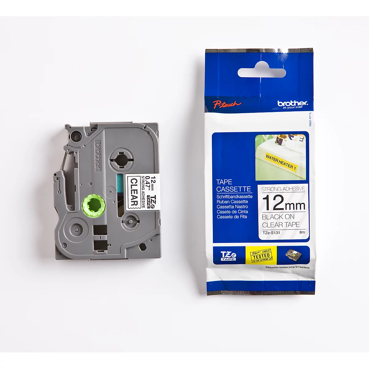 Cassette de ruban pour titreuses TZe-S131 Brother, 12 mm de largeur, incolore/noir