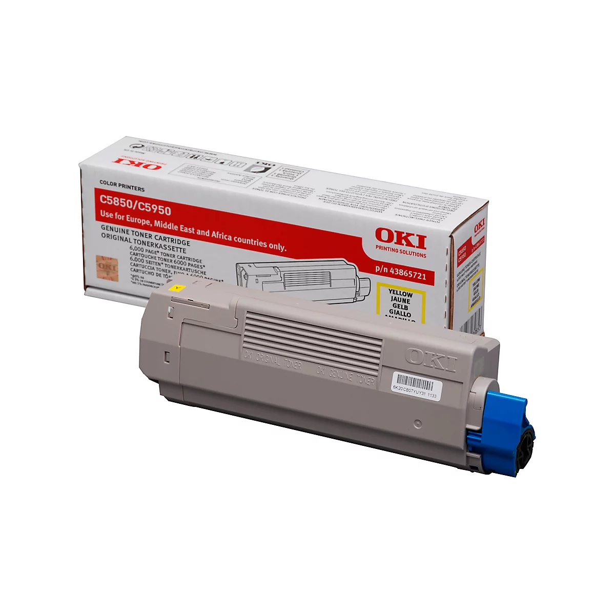 Cassette de toner 43865721 OKI, jaune
