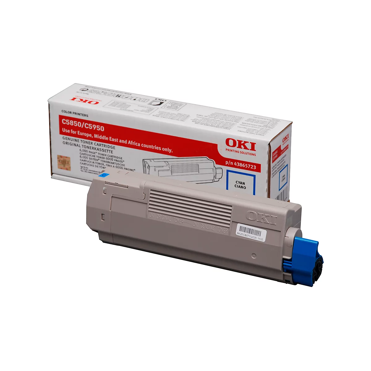 Cassette de toner 43865723 OKI, cyan