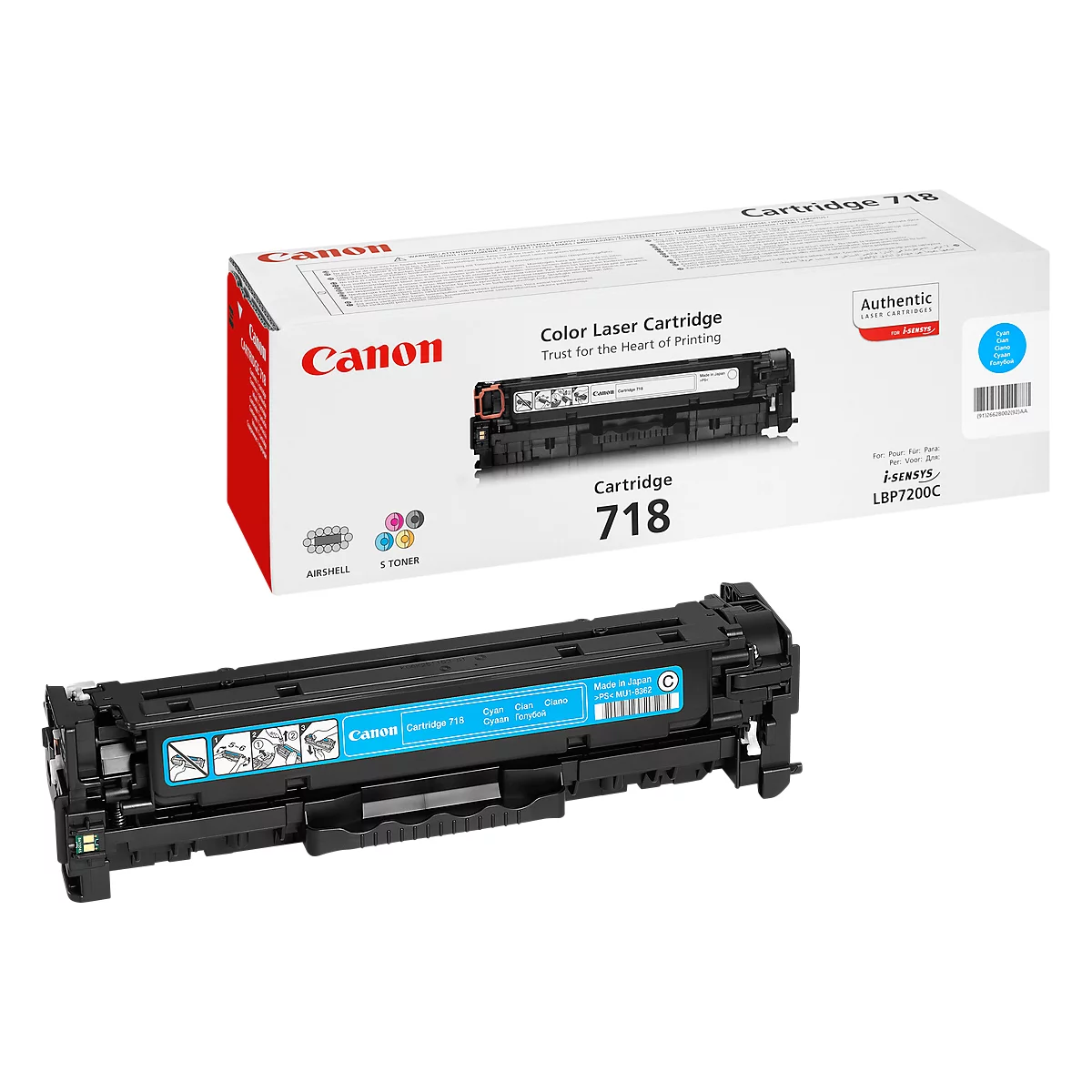 Cassettes de toner T718C Canon, cyan