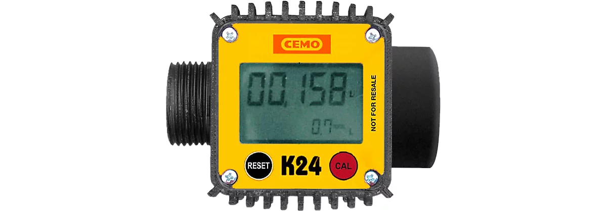 Caudalímetro digital K24 para depósito portátil CEMO DT-Mobil Easy 430/460/600 l, capacidad medición 40 l/min, plástico, negro-amarillo
