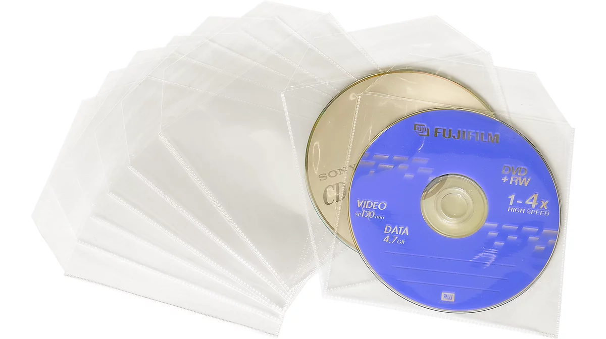 Cd/dvd-foliehoezen, transparant, geschikt voor verzending