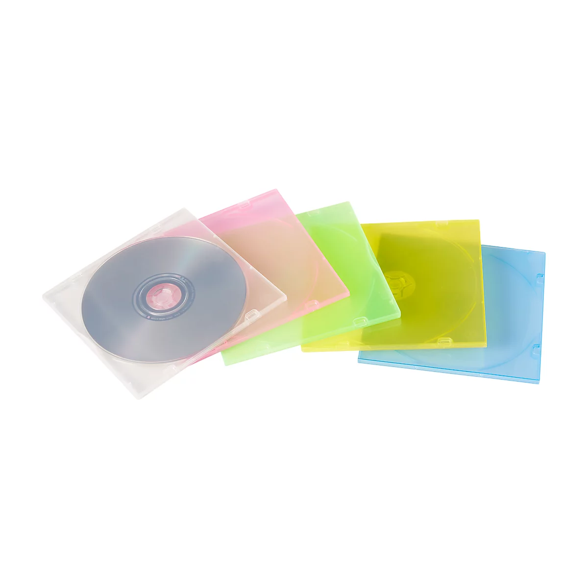 CD/DVD-Leerhülle, bruchsicher, farbig sortiert, Slimcase, 20 Stück