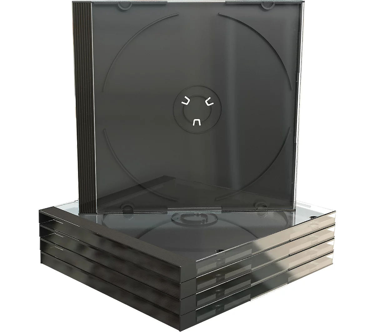 CD/DVD-Leerhülle, transparent, schwarzer Tray, Jewelcase, 5 Stück
