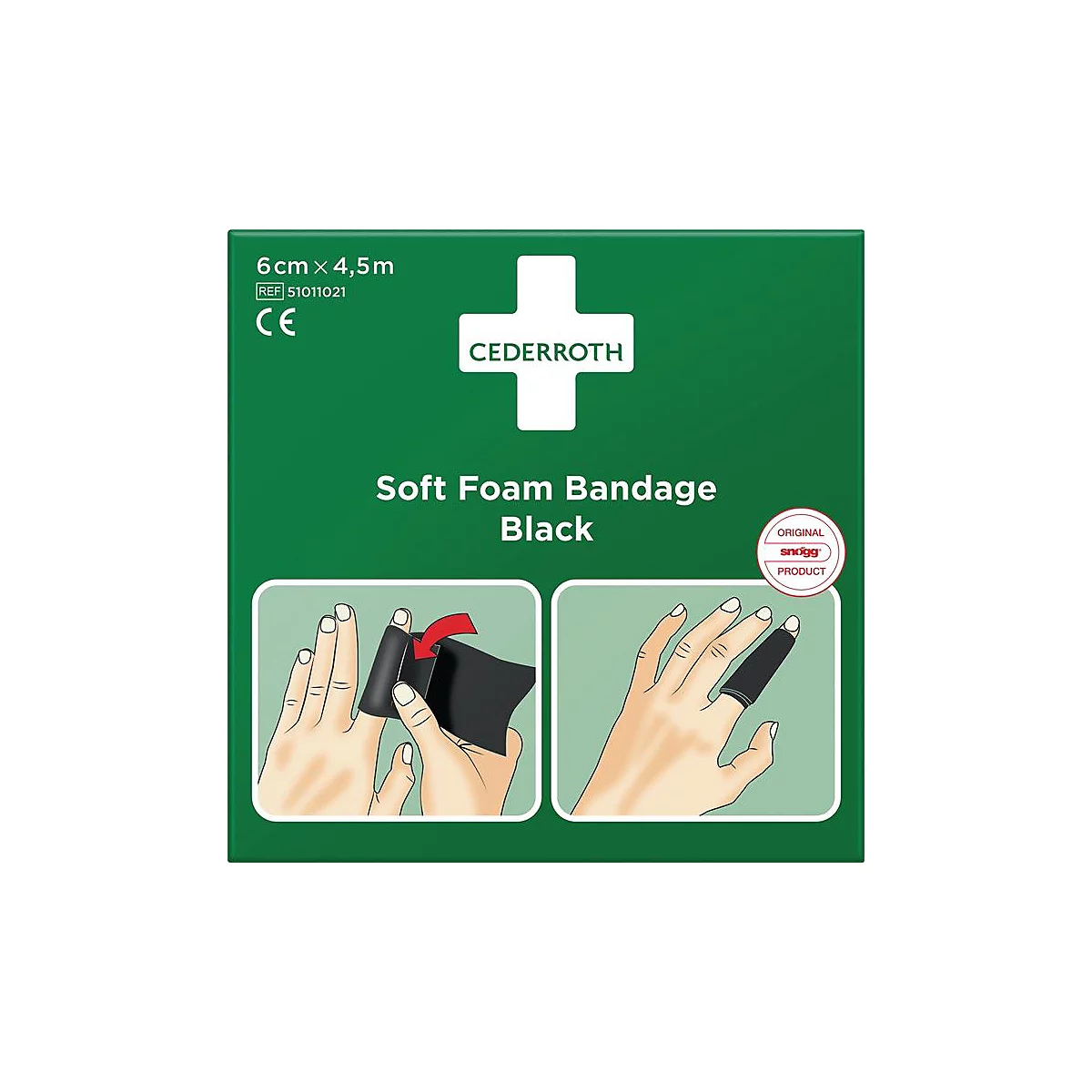 CEDERROTH Soft Foam Bandage, selbsthaftend elastisch, schwarz, 6 cm x 4,5 m