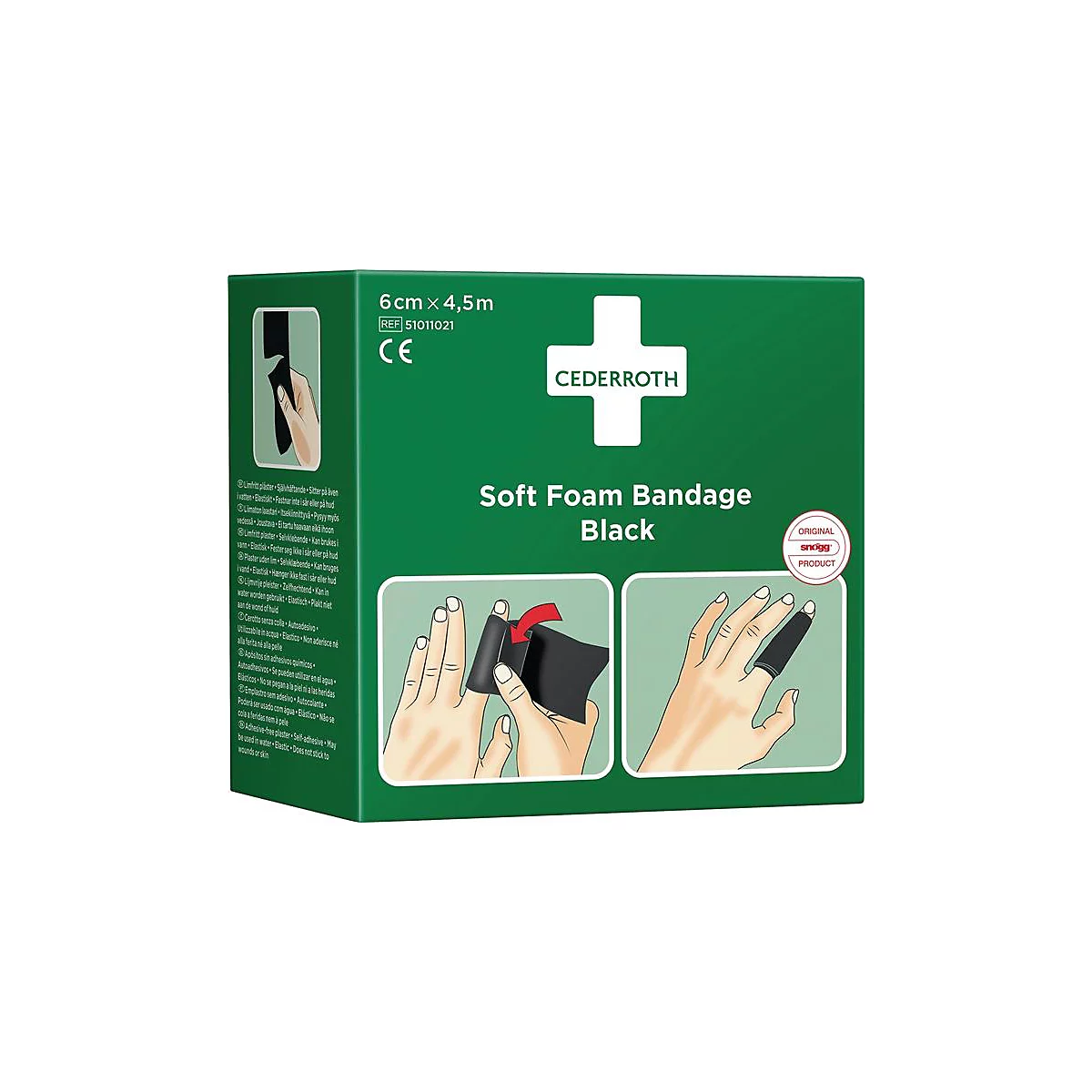 CEDERROTH Soft Foam Bandage, zelfklevend elastisch, zwart, 6 cm x 4,5 m