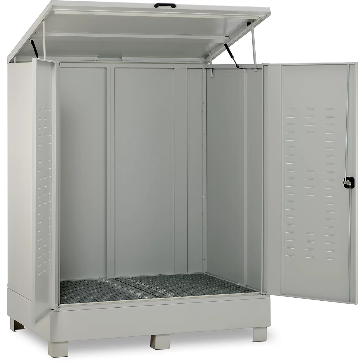 CEMO 320 depot voor gevaarlijke stoffen, staal, carterinhoud 320 l, afsluitbaar, B 1500 x D 1200 x H 1895 mm, voor 2 x 200 l/6 x 60 l