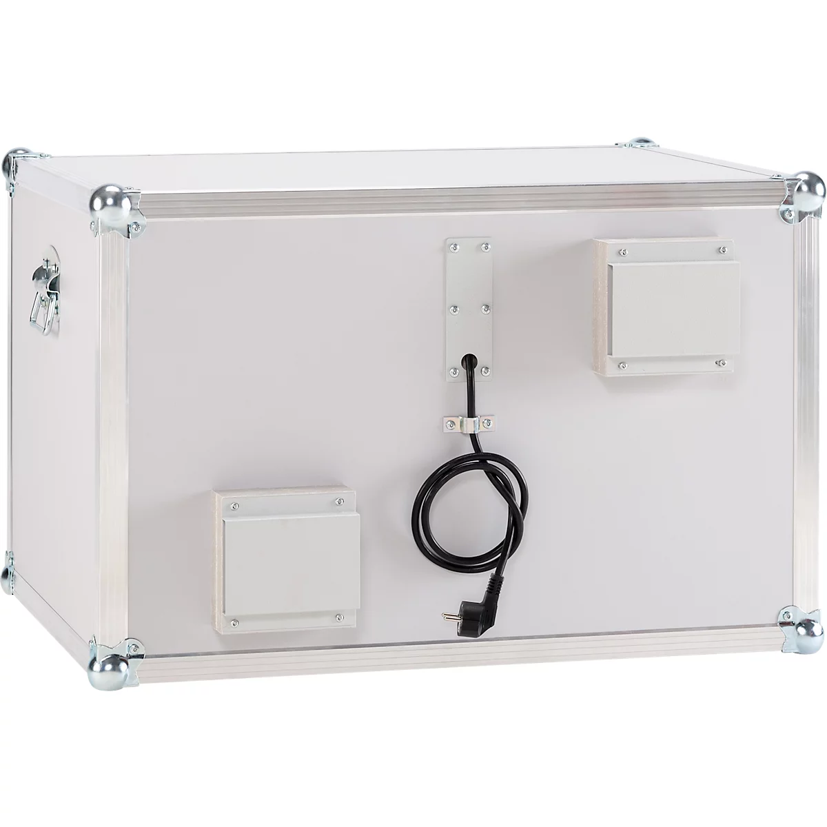 CEMO acculaadkast Basic 8/5, 1-fase, powerstrip 6 stopcontacten, geventileerd, 2 rookmelders, zonder stapelvoetjes, B 800 x D 660 x H 520 mm, lichtgrijs/puur oranje