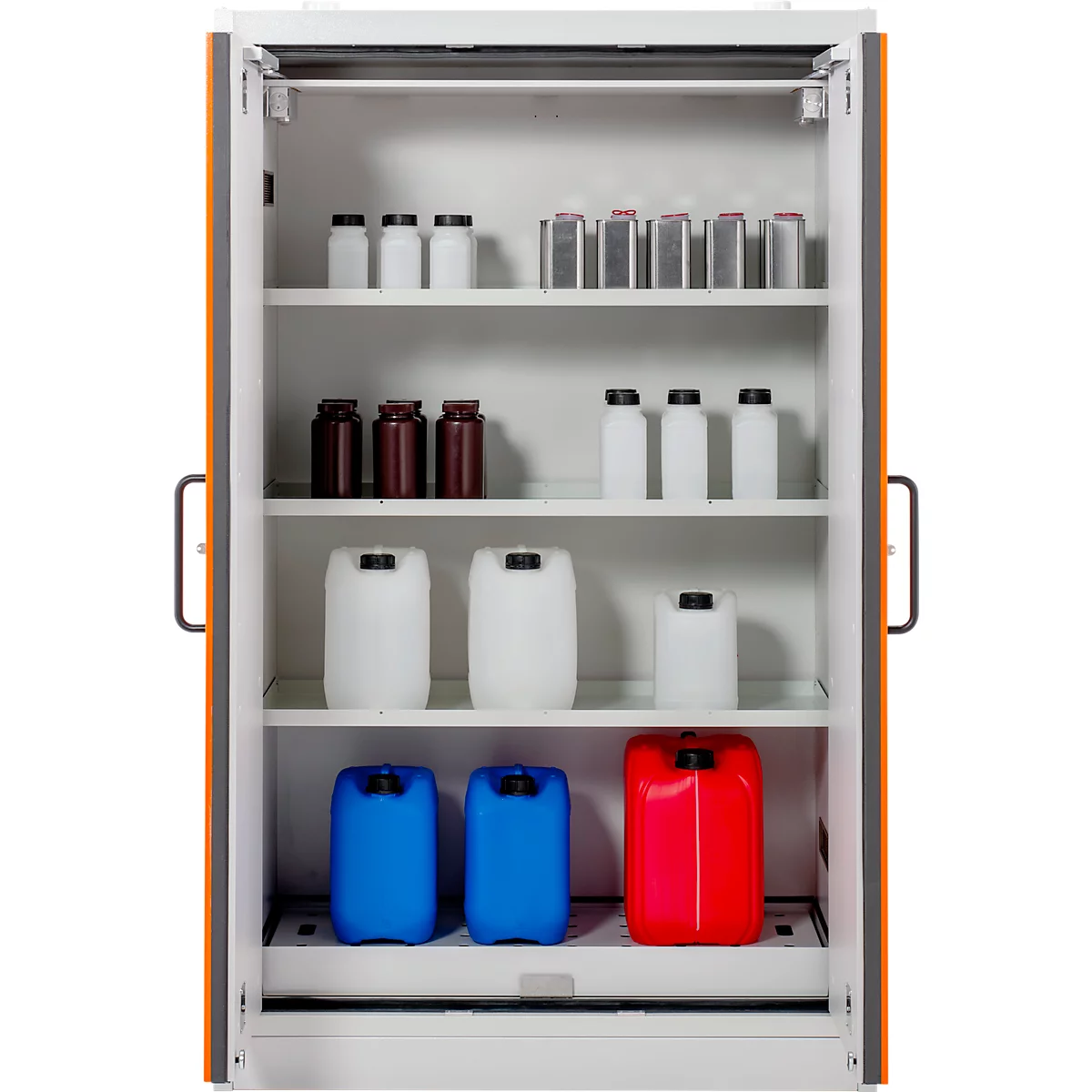 Cemo armoire de sécurité type 90 PROline 12/20, portes à fermeture automatique, L 1200 x P 600 x H 1950 mm, 33 litres, gris/orange