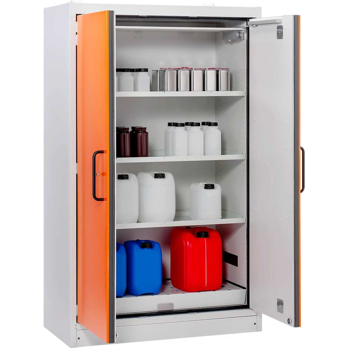 Cemo armoire de sécurité type 90 PROline 12/20, portes à fermeture automatique, L 1200 x P 600 x H 1950 mm, 33 litres, gris/orange