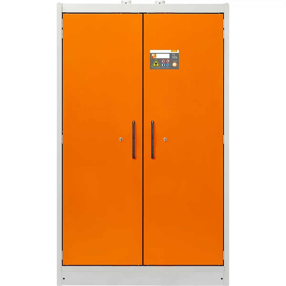 Cemo armoire de sécurité type 90 PROline 12/20, portes à fermeture automatique, L 1200 x P 600 x H 1950 mm, 66 litres, gris/orange