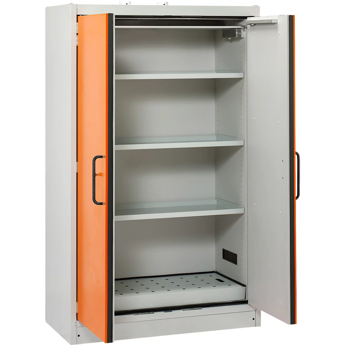 Cemo armoire de sécurité type 90 PROline 12/20, portes à fermeture automatique, L 1200 x P 600 x H 1950 mm, 66 litres, gris/orange
